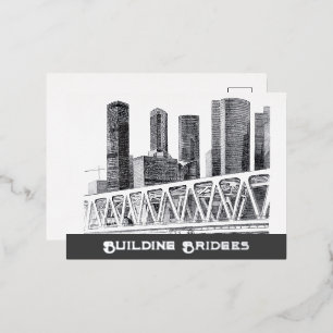 Metro brug Potlood tekening Folie Feestdagen Briefkaart