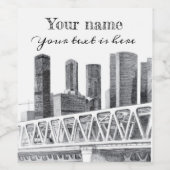 Metro brug Potlood tekening Wijn Etiket (Enkel label)