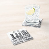 Metro brug vierkante kartonnen onderzetter (Insitu)