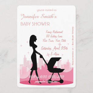 Metro City Girl Modern Baby Shower Invitations Kaart