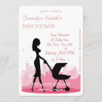 Metro City Girl Modern Baby Shower Uitnodigingen