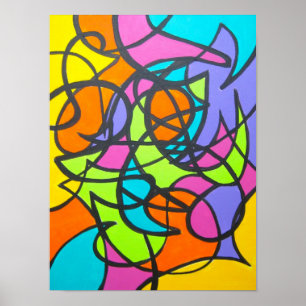 Metro Maan-Abstracte Kunst Handgeschilderd Poster