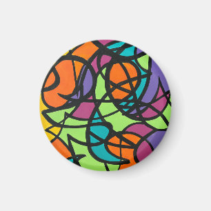 Metro Moon-Handgeschilderde Abstracte Kunst Magneet