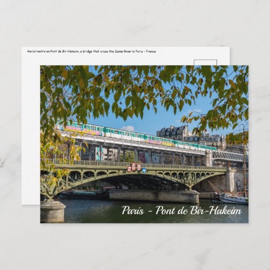 Metro op de brug Bir-Hakeim - Parijs, Frankrijk Briefkaart (Voorkant / Achterkant)
