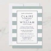 Metro Stripe bruiloft uitnodiging | Grijze Jade (Voorkant)