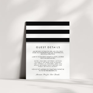 Metro Stripe Guest Information Kaart   Zwart