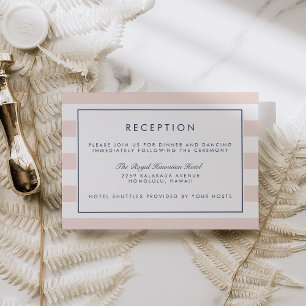 Metro Stripe Reception Kaart   Blush en marine