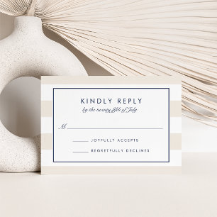 Metro Stripe RSVP-kaart Zeemacht en crème RSVP Kaartje