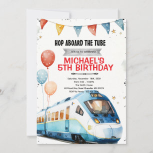 Metro trein verjaardagsuitnodiging kaart