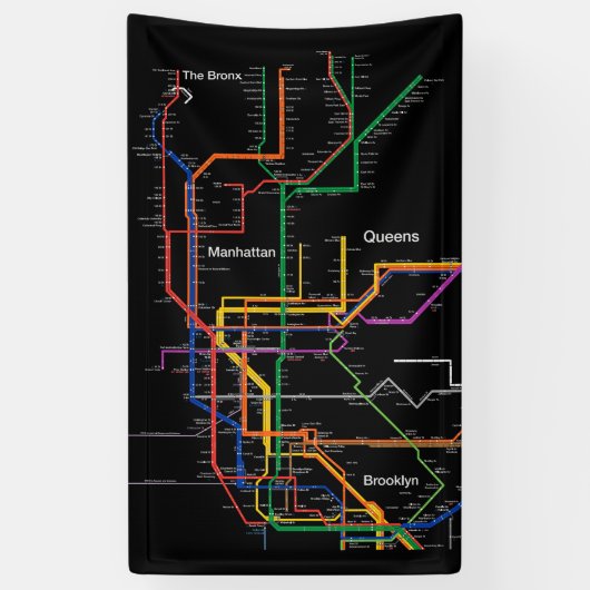 metrokaart NY-City Spandoek (Verticaal)