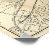  metrokaart van het centrum van Boston (1917) Poster (Hoek)