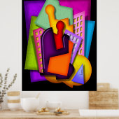 metropolis art deco - abstract schilderij poster (Keuken)