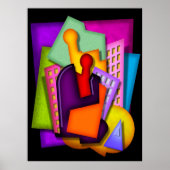 metropolis art deco - abstract schilderij poster (Voorkant)