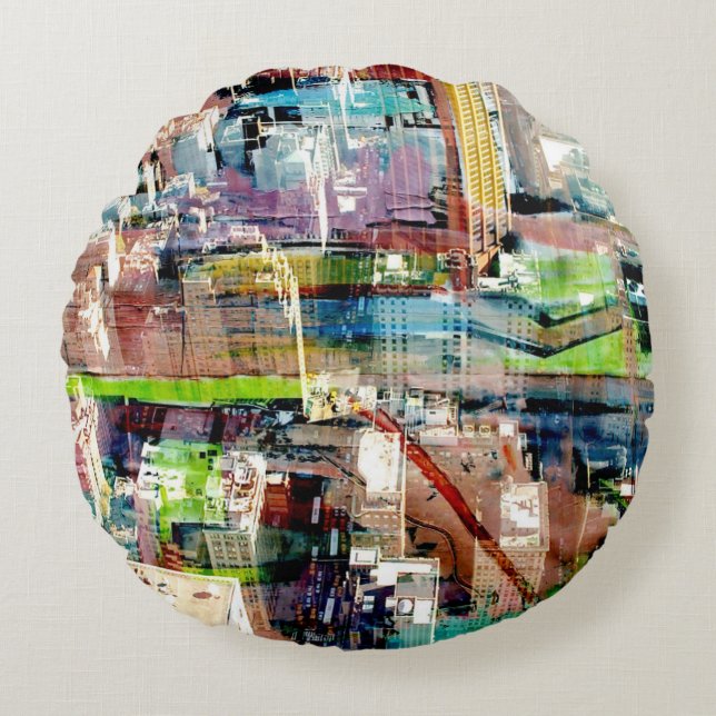 Metropolis II Rond Kussen (Voorkant)