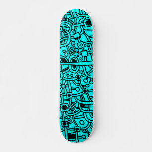 Metropolis III - Zwart op cyaan Skateboard