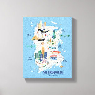 Metropolis Story Book Map Canvas Afdruk