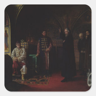 Metropolitan Philip uit Moskou met Tsar Ivan Vierkante Sticker