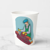 metselaar aan het werk papieren bekers (Voorkant)