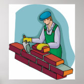 metselaar aan het werk poster (Voorkant)