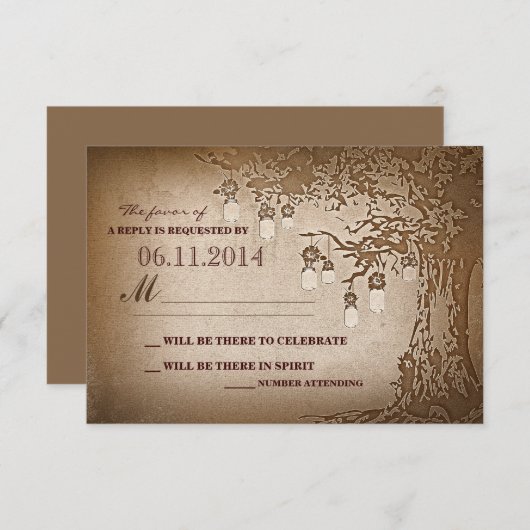 metselwerk potten boom rustieke trouw-RSVP-kaarten RSVP Kaartje (Voorkant / Achterkant)