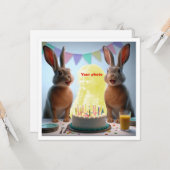 Mettez mon visage dans l'image, carte de lièvres e (Devant/Arrière en situation)