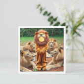 Mettez mon visage dans l'image, carte de lions et  (Debout devant)