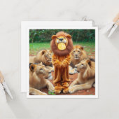 Mettez mon visage dans l'image, carte de lions et  (Devant/Arrière en situation)