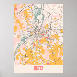 Metz - France Chalk City Map Poster