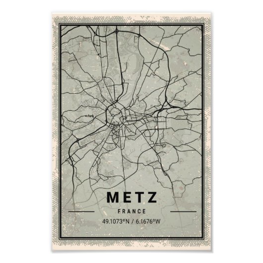 Metz france map print poster canvas (Devant)