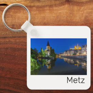 Metz Temple Neuf France Night Moselle Souvenir Sleutelhanger