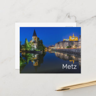 Metz Temple Neuf Frankrijk Nacht Moselle Souvenir Feestdagenkaart