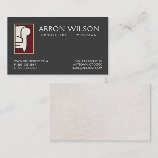Meubelen Upholsterer Sofa-Logo Visitekaartje (Voorkant / Achterkant)