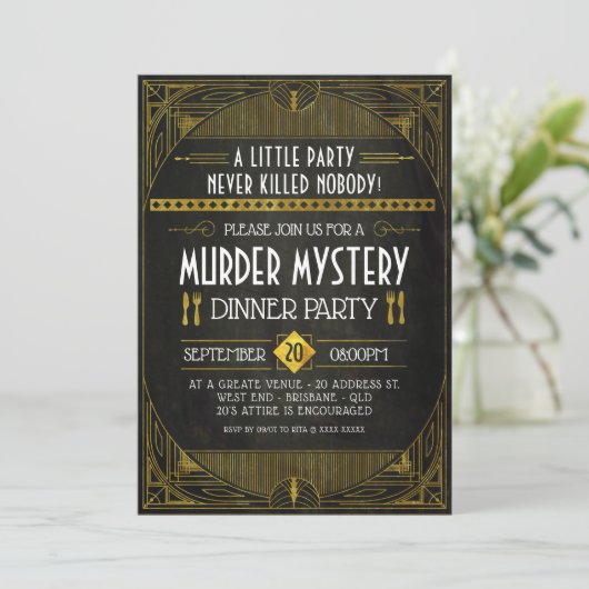 Meurtre Mystère Dîner Fête Invitation (Debout devant)