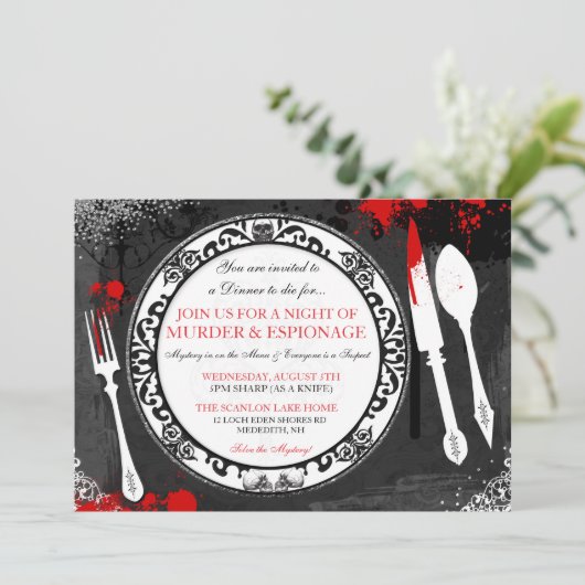 Meurtre Mystère Dîner Invitation (Debout devant)