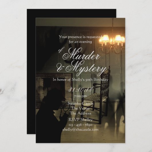 Meurtre Mystère Invitations Enquête sur la scène d (Devant / Derrière)