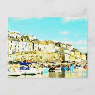 Mevagissey Cornwall England Aquarel Briefkaart