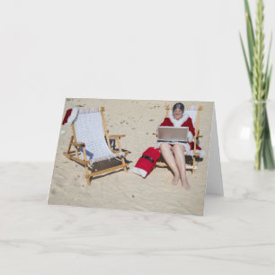 Mevr. Claus online bij het strand Feestdagen Kaart