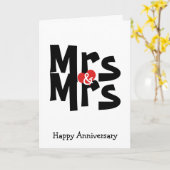 Mevr. en Mevr. Lesbian Wedding Bold Anniversary Kaart (Gele Bloem)