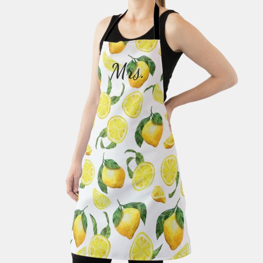 Mevr. Mooie Citroen Patroon Papieren Borden Schort (Insitu)