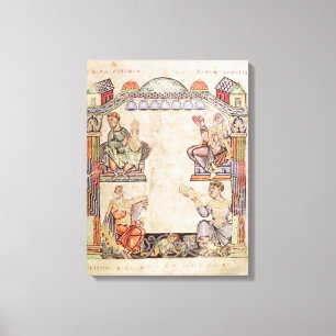 Mevrouw 2 fol.11 Vier muzikanten, uit een urenboek Canvas Afdruk