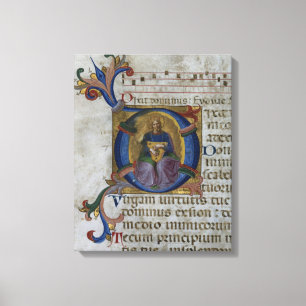 Mevrouw 531 f.169v Geschiedeniseerd initiaal "D" w Canvas Afdruk