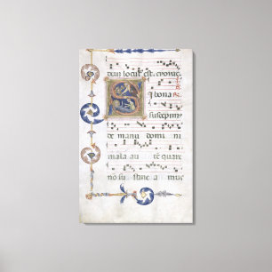 Mevrouw 564 f.13v Pagina met gehistoriseerd initia Canvas Afdruk