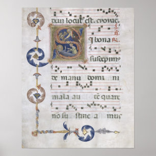 Mevrouw 564 f.13v Pagina met gehistoriseerd initia Poster