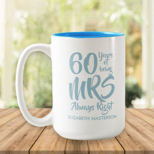 Mevrouw Altijd Gelijk Leuk 60-jarig Huwelijksjubil Tweekleurige Koffiemok