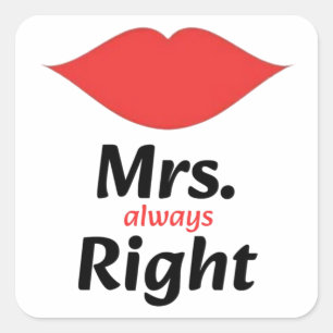 Mevrouw Altijd Recht Rode Lippen Overeenkomend Vierkante Sticker