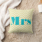 Mevrouw Bleek Yellow Ivory Bright Aqua Zig Zag Kussen (Deken)