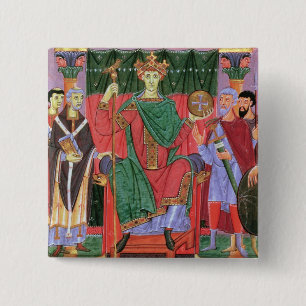 mevrouw Cim.4453 f.42r Heilige Romeinse keizer Ott Vierkante Button 5,1 Cm