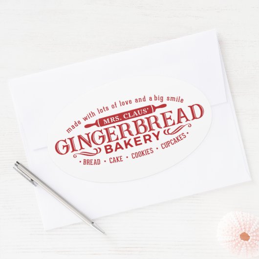 Mevrouw Claus gingerbrood bakkerij sticker (Envelop)