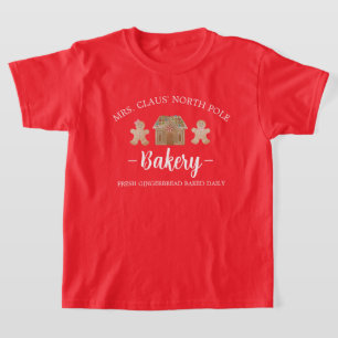 Mevrouw Claus North Pole Bakery Kinder Kerstmis T-shirt