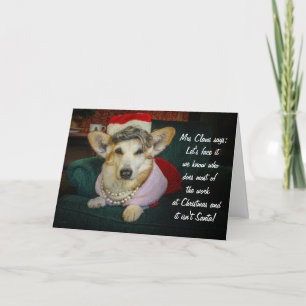 Mevrouw Claws Corgi Kerstgroet Feestdagen Kaart